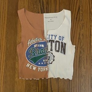 Aeropostale Brown and White Graphic Tank
